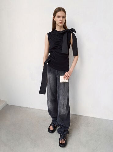 Cassia Quilted Chain-Handle Mini Wallet, Cream, hi-res