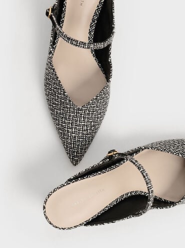 Cammie Metallic Sculptural Heel Tweed Mules, Multi, hi-res