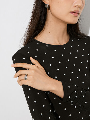 Aine Crystal Sculptural Ring, Silver, hi-res