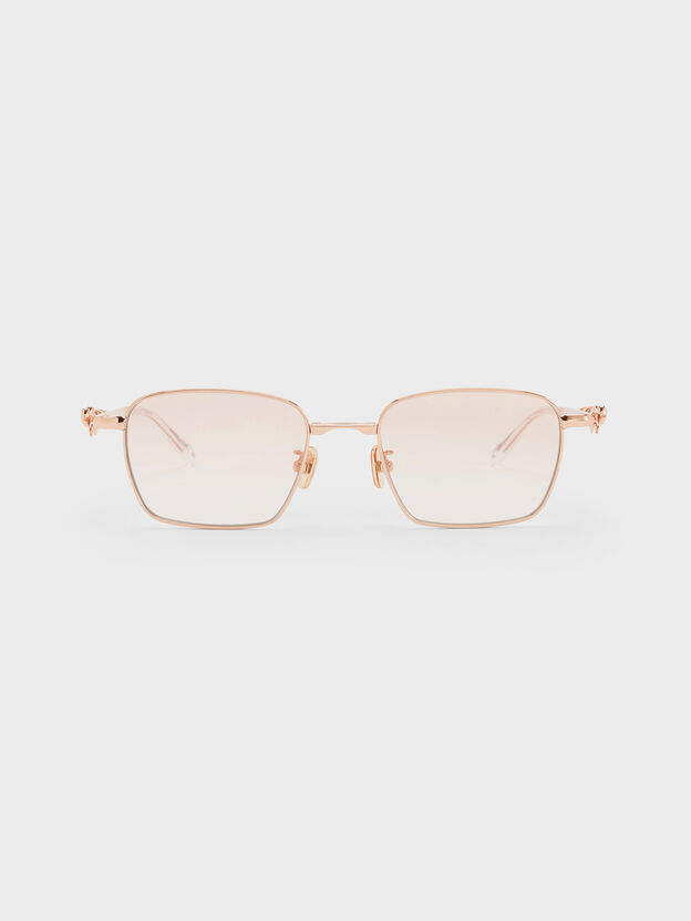 Paige Rectangular Sunglasses, Rose Gold, hi-res