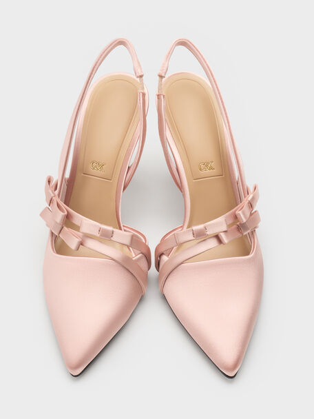 Jessy Bow Slingback Pumps, Pink, hi-res