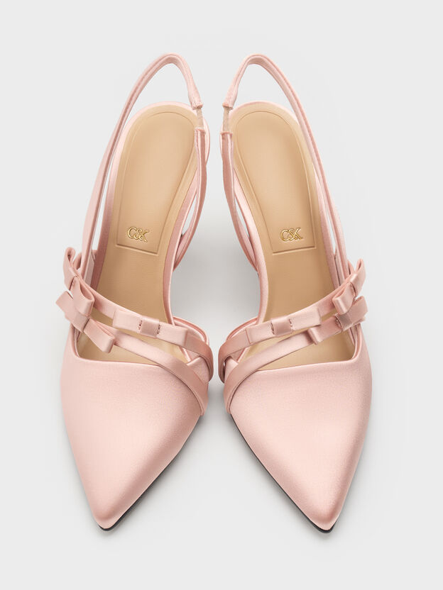 Jessy Bow Slingback Pumps, Pink, hi-res