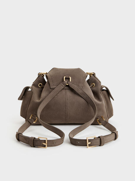 Noane Side-Pocket Two-Way Bucket Bag, Stone Grey, hi-res