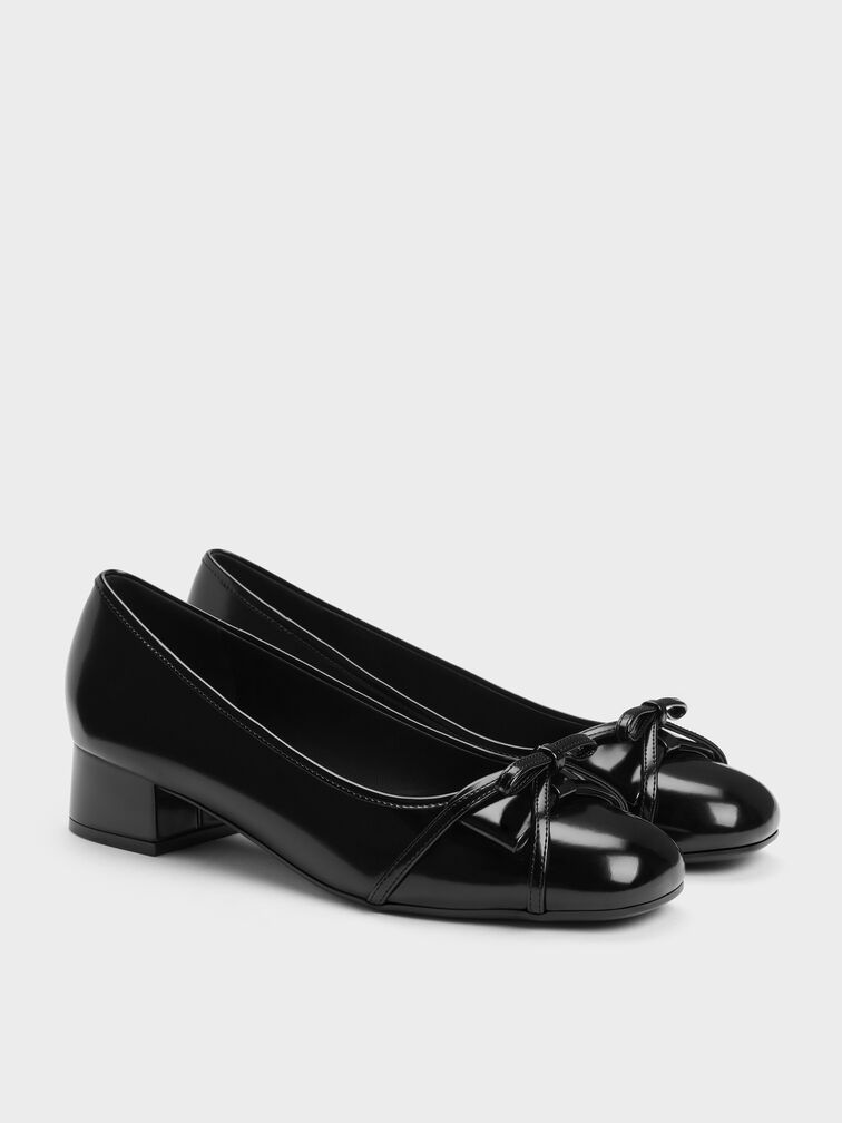 Bettina Double-Bow Pumps, Black Box, hi-res