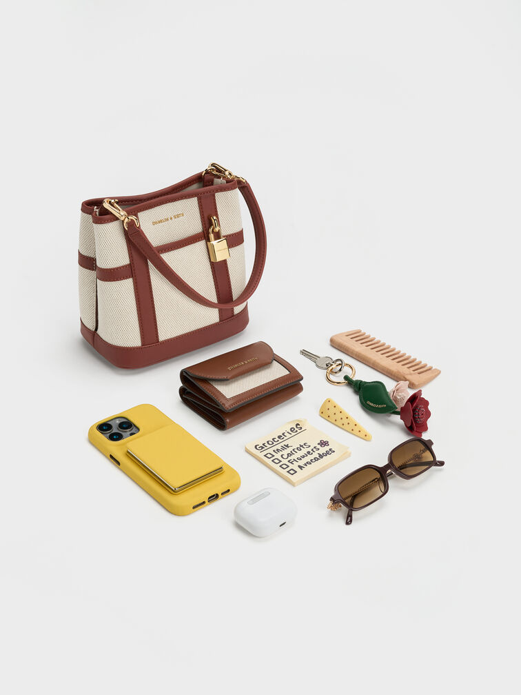 Scottie Canvas Bucket Bag, Brick, hi-res