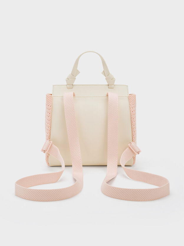 Girls' Ida Knitted Front Flap Backpack, Pink, hi-res