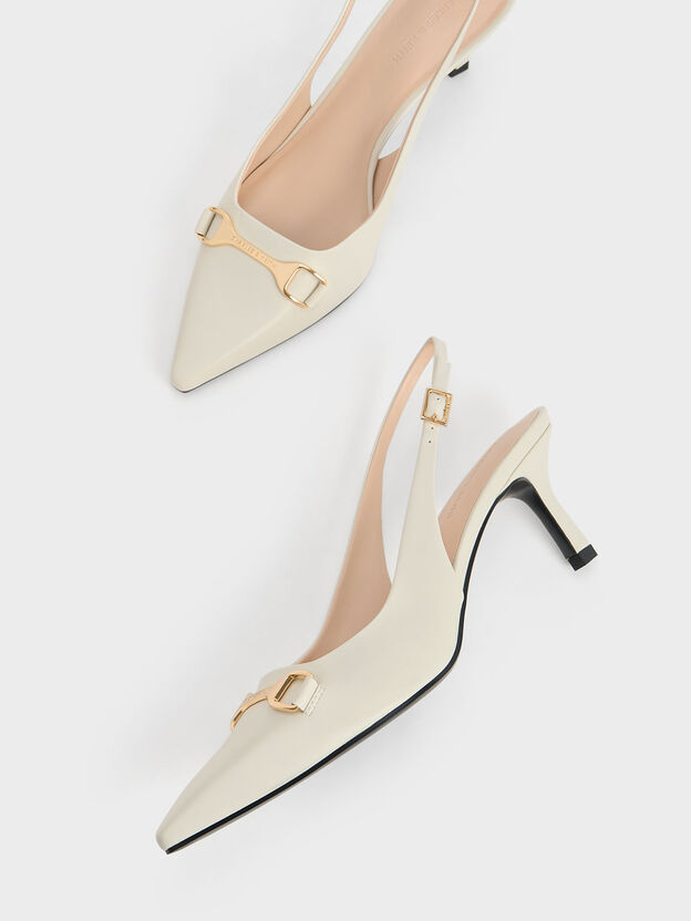 Leslie Metallic-Accent Slingback Pumps, Chalk, hi-res