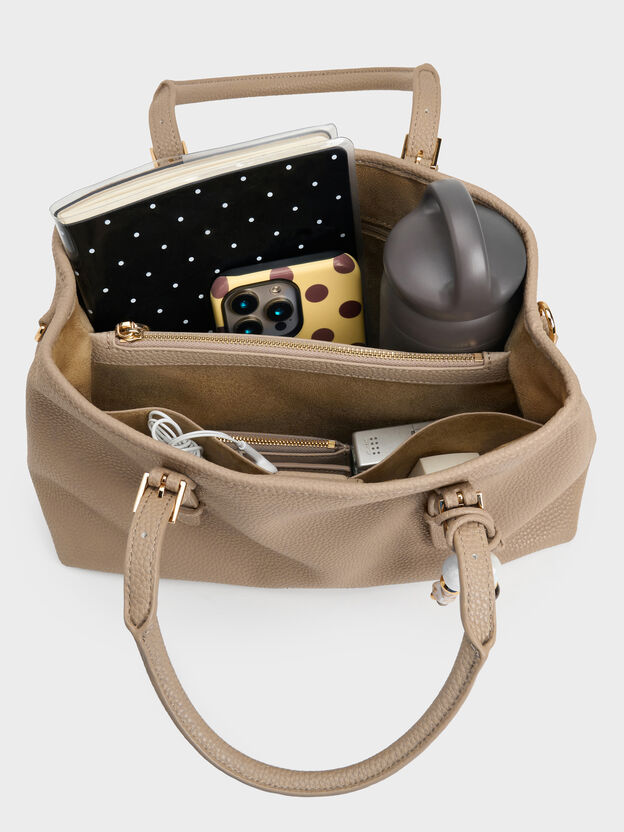 Baral Bead-Charm Tote Bag, Taupe, hi-res