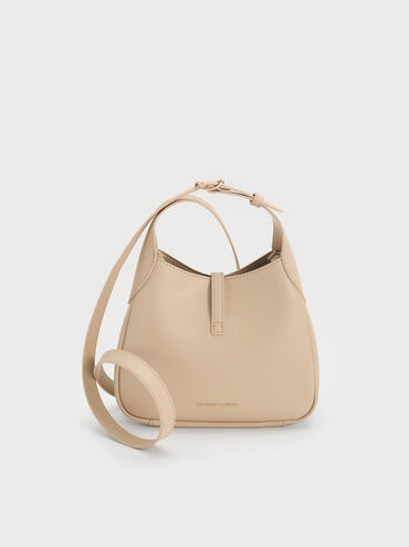 Mini Adalyn Metallic-Buckle Belted Hobo Bag, Dusted Oat, hi-res