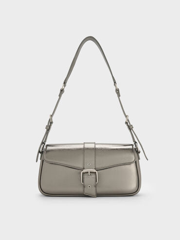 Blaise Belted Shoulder Bag, Pewter, hi-res