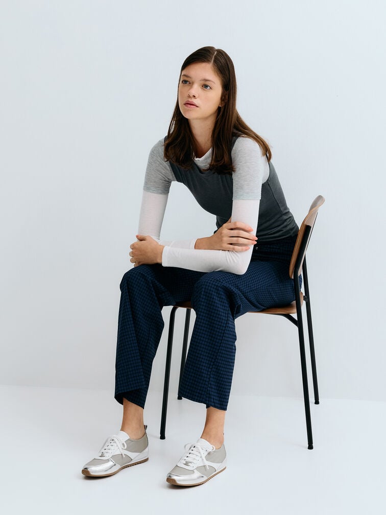 Jace Recycled Leather Metallic Sneakers, Silver, hi-res