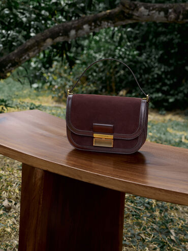 Charlot Recycled Suede Bag, Espresso Brown, hi-res