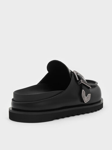 Kirke Buckle-Strap Flatform Mules, Black, hi-res