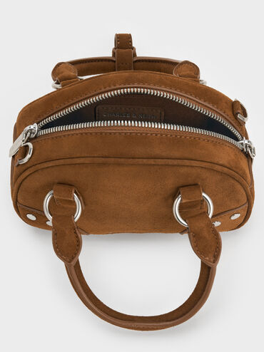 Bobbie Recycled Suede Studded Top Handle Bag, Sienna Brown, hi-res