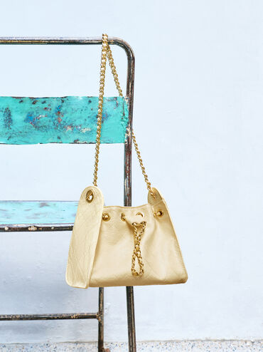 Duo Quilted Drawstring Bucket Bag, Butter Yellow, hi-res