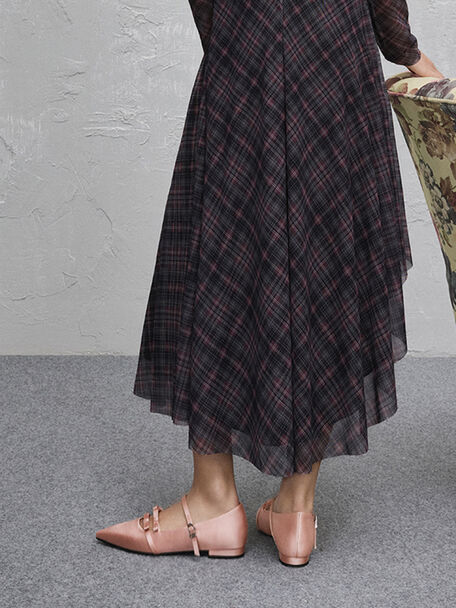 Jessy Bow Pointed Flats, Pink, hi-res