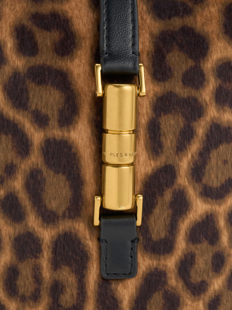 Cesia Leopard-Print Metallic-Accent Bucket Bag, Multi, hi-res