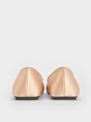 Satin Square-Toe Mary Jane Ballet Flats, Nude, hi-res