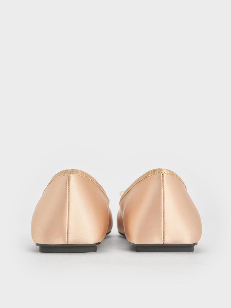 Satin Square-Toe Mary Jane Ballet Flats, Nude, hi-res