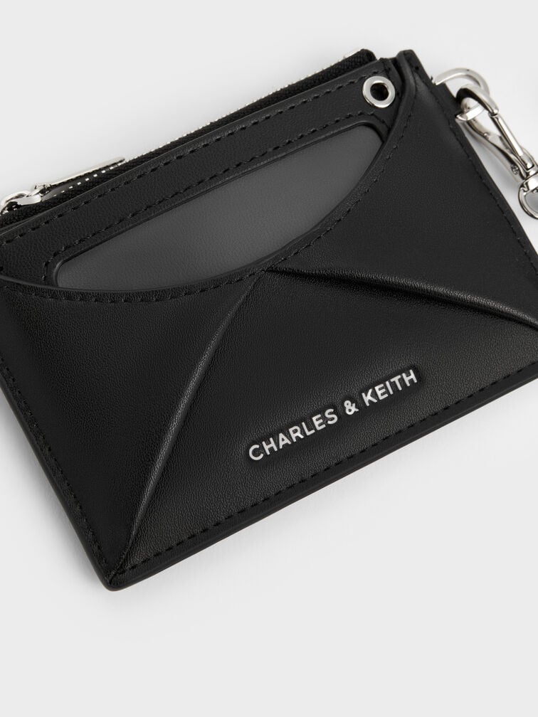 Hazel Bow Panelled Card Holder, Noir, hi-res