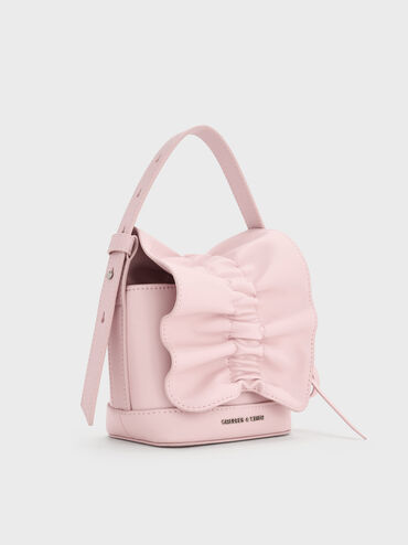 Kadee Ruched Bow-Charm Mini Bag, Cotton Candy Pink, hi-res