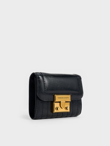 Donna Crinkle-Effect Wallet, Black, hi-res