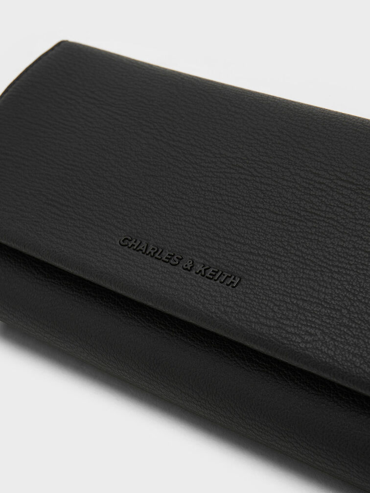 Muriel Front Flap Long Wallet, Black, hi-res
