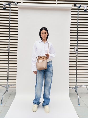 Sabine Knotted-Handle Tote Bag, Taupe, hi-res