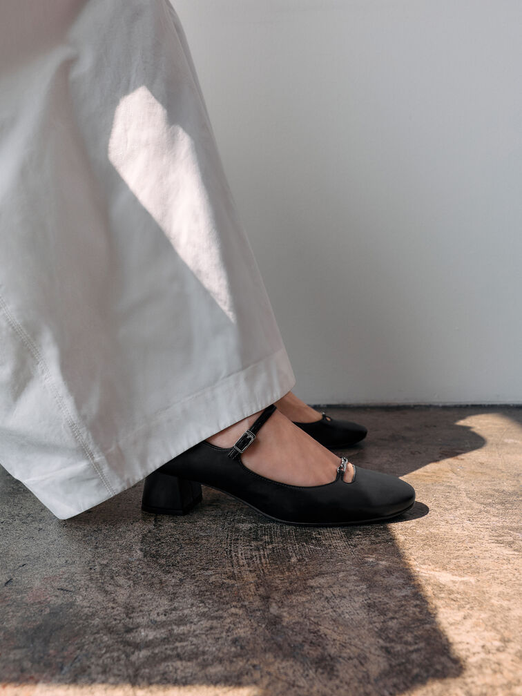 Shila Chain Mary Jane Pumps, Black, hi-res