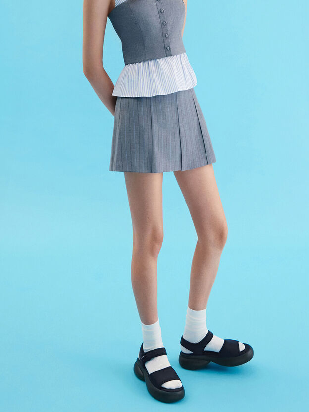 Flower-Buckle Platform Sports Sandals, Dark Blue, hi-res