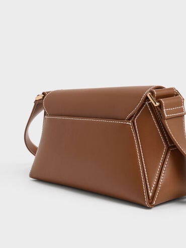 Nasrin Geometric Shoulder Bag, Chocolate, hi-res