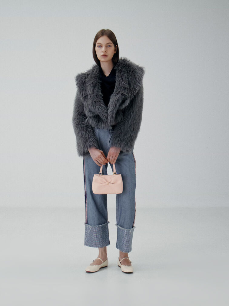 Halsey Ruched Top Handle Bag, Soft Pink, hi-res