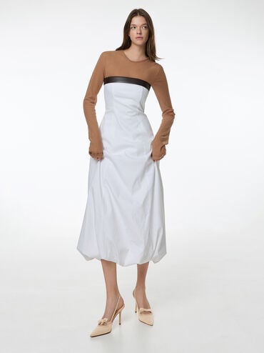 Venetia Mesh Bow Pointed Slingback Pumps, Nude, hi-res