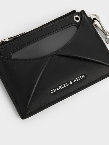 Hazel Bow Panelled Card Holder, Noir, hi-res