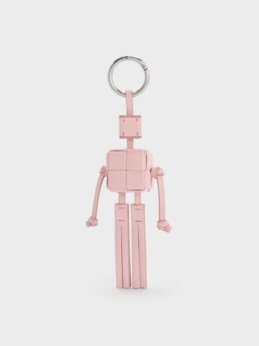 Ivette Woven Robot Bag Charm, Cotton Candy Pink, hi-res