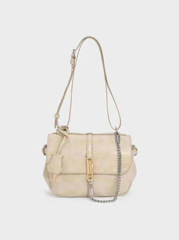 Delfina Chain Crossbody Bag, Sand, hi-res