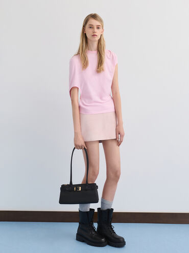 Jody Genuine Leather Belted Shoulder Bag, Black, hi-res