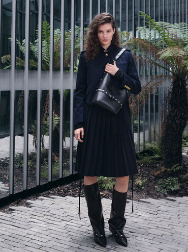 Bobbie Studded Convertible Two-Way Bucket Bag, Noir, hi-res