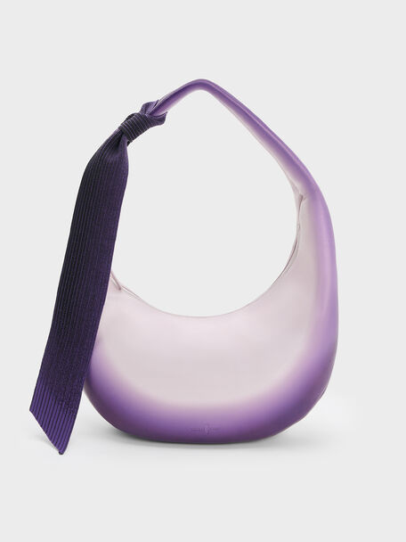 Toni Gradient Knotted Crescent Hobo Bag, Purple, hi-res