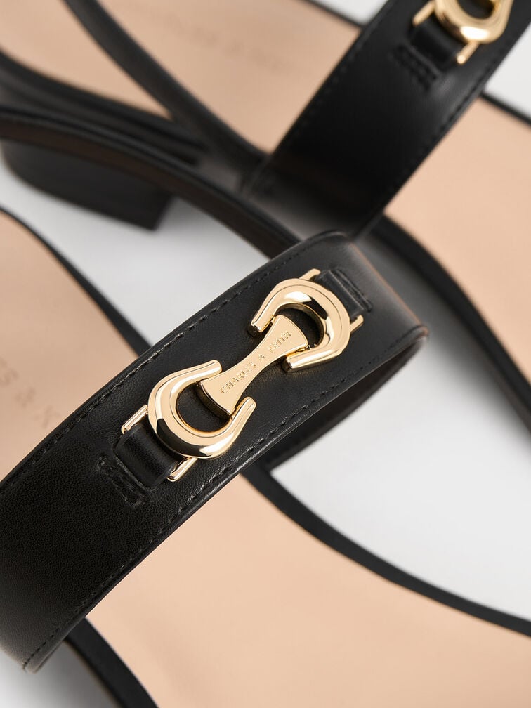 Trifina Metallic-Accent Slingback Sandals, Black, hi-res