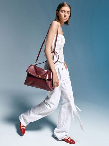 Kerry Top Handle Satchel Bag, Mulberry Plum, hi-res