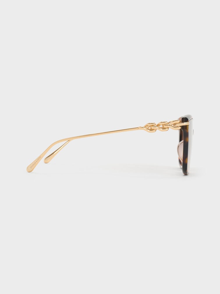 Kris Tortoiseshell Chain-Detail Sunglasses, T. Shell, hi-res