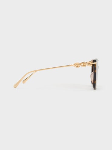 Kris Tortoiseshell Chain-Detail Sunglasses, T. Shell, hi-res