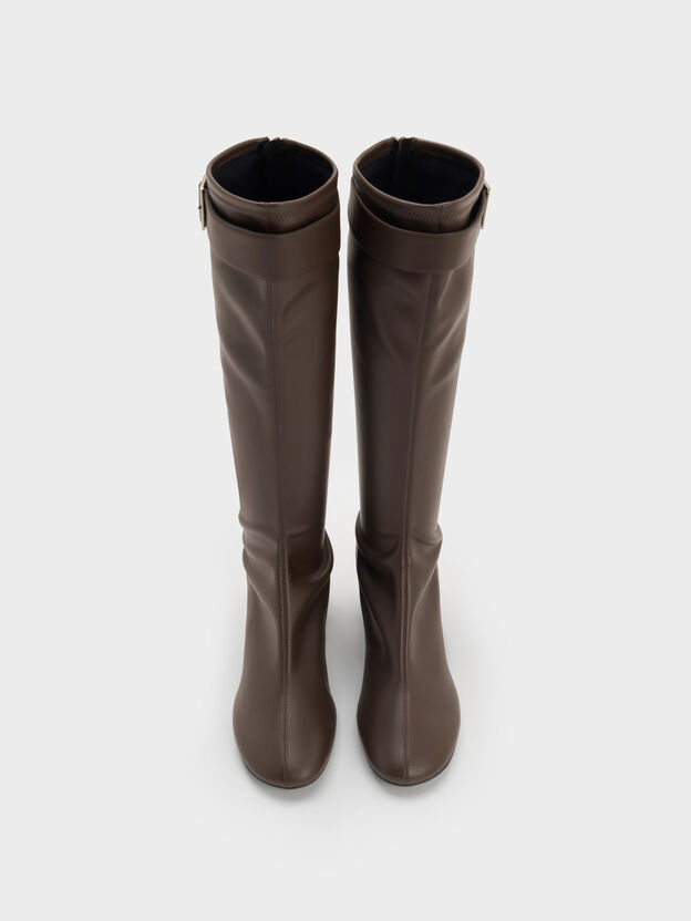 Gerry Buckled Knee-High Boots, Dark Brown, hi-res