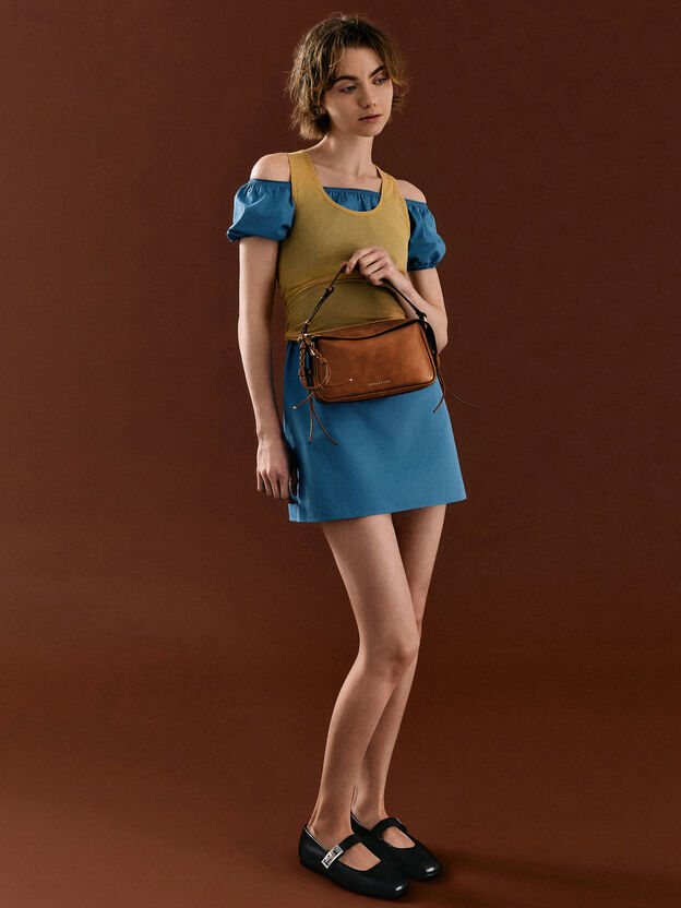 Mini Haylen Braided-Charm Shoulder Bag, Distressed Tan, hi-res