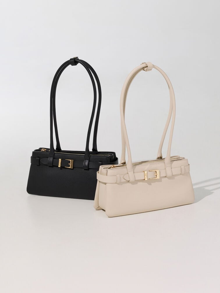 Jody Genuine Leather Belted Shoulder Bag, Antique Chalk, hi-res