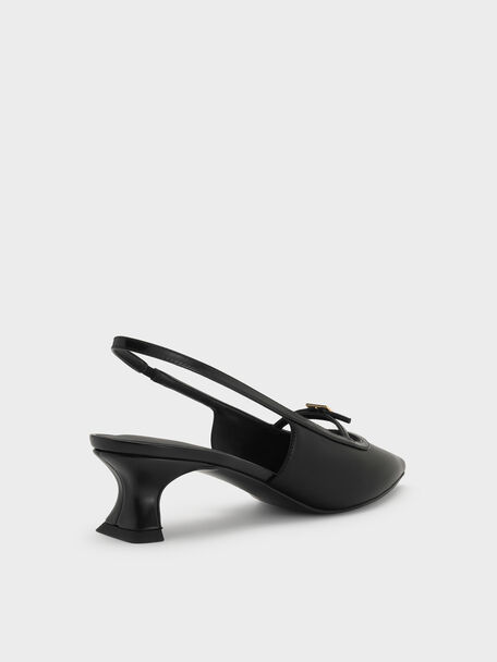 Buckle-Strap Slingback Pumps, Black, hi-res