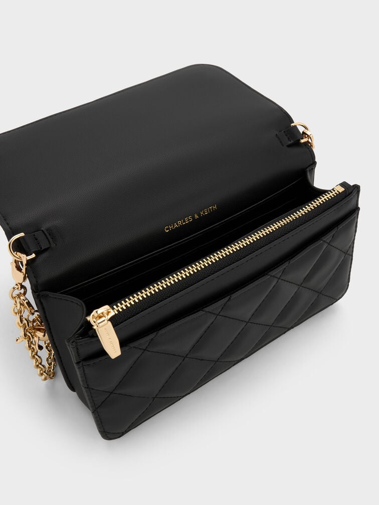 Arrietty Quilted Wallet On Chain, Black, hi-res
