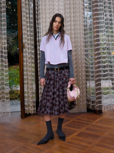 Brantley Bow Slingback Kitten Heels, Black Textured, hi-res