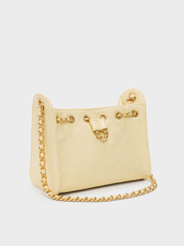 Duo Quilted Drawstring Bucket Bag, Butter Yellow, hi-res